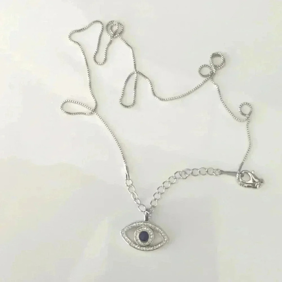 Jewelry - Black and Silver 18" Evil Eye Charm and Chain NWT